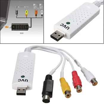 Easycap USB 2.0 Audio Video Capture Card Adaptor pentru NTSC/PAL VHS La DVD la TV Semnal Video Converter Pentru Win7/8/XP/Vista Alb