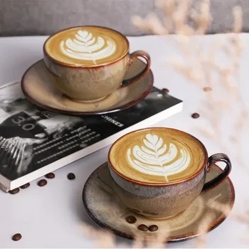 Europene Ceramice Cafea Espresso Ceașcă de Cafea cu Farfurie Set Portelan de Moda Cuptor Glazura de Lapte Cana de uz Casnic Simple Cafe Drinkware
