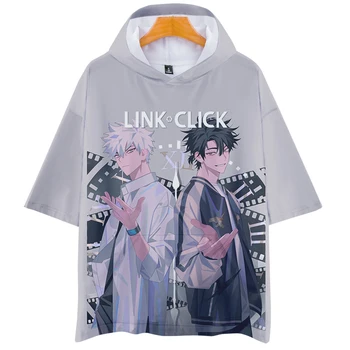 Faceți Clic pe Link-ul de Anime cu Gluga Tricou Femei Bărbați T-shirt cu Maneci Scurte Harajuku Streetwear 2022 Stil Casual Japonia Manga 3D Haine