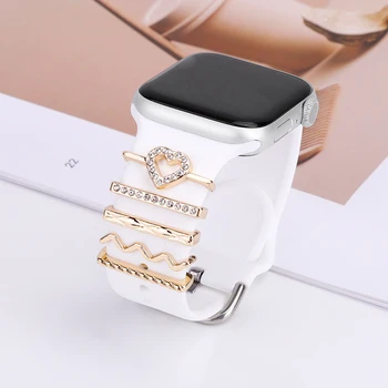 Farmecele metalice de Trupa Ceas Decor Inel Pentru Apple Watch Formatia Diamant Ornament iWatch Bratara Silicon Curea Accesorii Bijuterii
