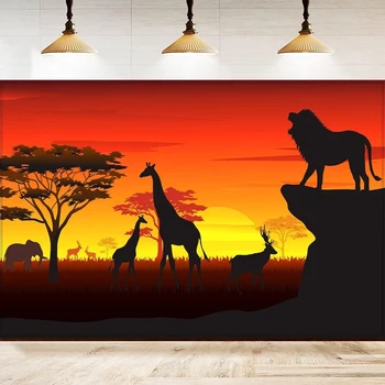 Fotografie De Fundal Pentru Safari African Tema Consumabile Tropicale Din Africa De Pădure Junglă Safari Pitoresc De Fundal, Banner, Poster
