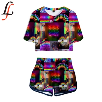 Hip Hop Confortabil LGBT 3D de Imprimare Set de Două Piese Wo Sexy pantaloni Scurti+tricou minunat Drăguț Roua buric Sport Fata se potriveste