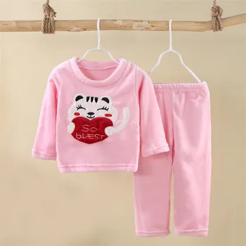 Iarna baietel Fată Îngroșa Set de Pijama de Flanel de Lână copil Copil Cald Catoon Pijamale Copii Haine de Acasă Costum 0-6Y 2023 Noi