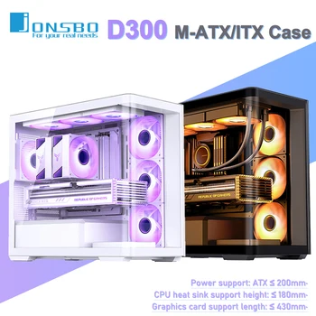 Jonsbo D300 Caz, Vedere la mare Cameră ITX Panoramică Partea Transparență, Fără Piloni de Calculator Șasiu 360Water Cooler ATX Putere Sprijin