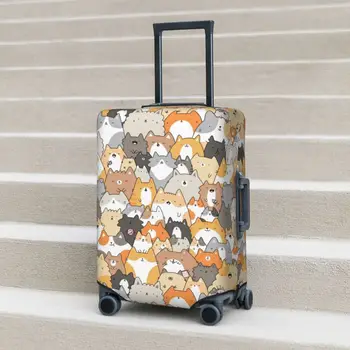 Kawaii Pisici Doodle Valiza Capacul De Zbor Feline Manga Elastic Depozitare Consumabile De Călătorie Protector