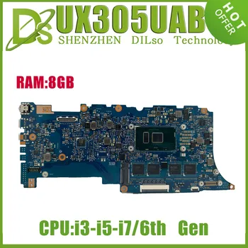 KEFU UX305UAB Laptop Placa de baza Pentru Asus ZenBook UX305U Notebook Placa de baza Cu I3-6100U I5-6198DU I7-6500U 8G-RAM 100% de Testare