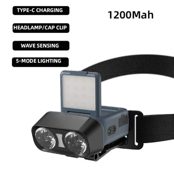 LED-uri de Inducție Far MINI Capac Clip Lumină 1200Mah Baterie Built-in USB Reîncărcabilă Cap Lanterna pentru Camping Lanterna de Pescuit