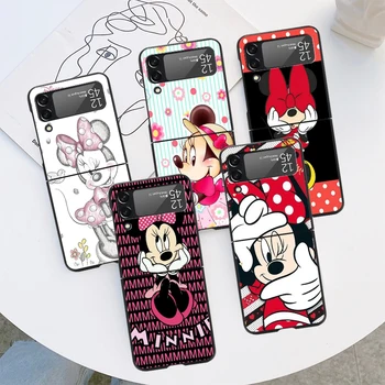 Minnie Mouse Disney Caz de Telefon Pentru Samsung Galaxy Z Flip 3 4 5G de Lux, PC, Negru Capac Greu ZFlip3 ZFlip4 de Prevenire a Căderii Shell