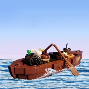 MOC Mici, Medievale, Barca Cărămizi Viking Vas Viking Nave Maritime Aventură de Explorare Model de Bloc Copil Jucărie Cadou de Ziua de nastere