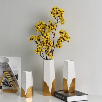Modern, simplu de galvanizare ceramice de aur, vaza lumina casa de lux living desktop aranjament de flori recipient decor