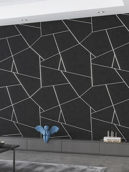 Nordic Personalitate Geometrice Abstracte Linie gazete de Perete Decor Acasă Murale 3D Negru Ciment Tapet Camera de zi Dormitor Ktv