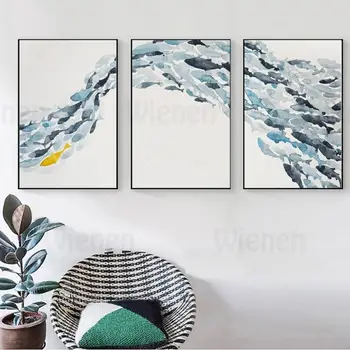 Nordic simplu postere si printuri de arta de perete abstract panza pictura pește formând valuri decorative de imagine pentru camera de zi dormitor