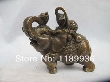 Noroc China Bronz Cupru Feng Shui de bun augur elefant care o tărtăcuță Statuie