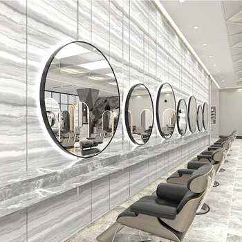 Oglindă agățat de perete de coafură, magazin, oglindă, masă, mare oglindă circulară, salon de coafură