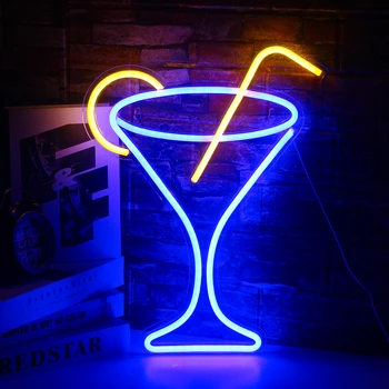 Pahar de vin în Semn de Neon Cocktail-uri Led-uri Lumina de Neon Semne pentru Bara de Arta de Perete Decor Neon de Semne pentru Om Pestera Bere Pub Restaurant Neon