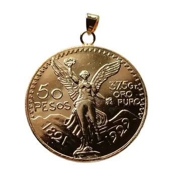 Pandantiv Vintage cu Mexic Statuia Libertății Placat cu Aur Decorative Festival Cadou de Monede 37mm