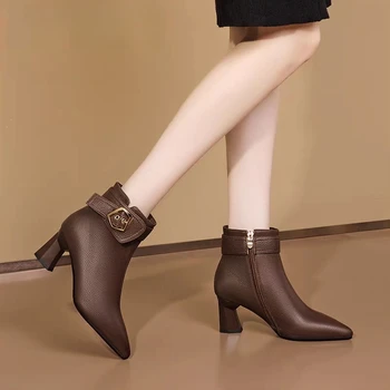 Pantofi pentru Femei 2023 Înaltă Calitate, Catarama Cizme pentru Femei de Moda de Partea Zipp Birou și Cariera Sexy Subliniat Toe Glezna Cizme