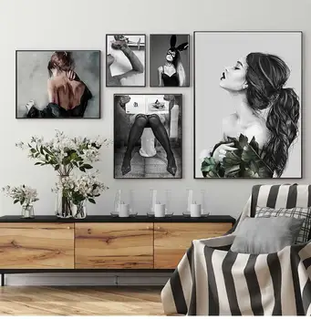 plakat sexy cuadros decorativos con marco Poza Perete Poster pentru Decor Baie Moda Femeie Potabilă a Crescut Între