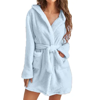 Plus Pijamale Femei Halate Solid Cu Gluga Acasă De Primăvară De Toamnă Caldă, Halat De Baie Feminin Pijamale