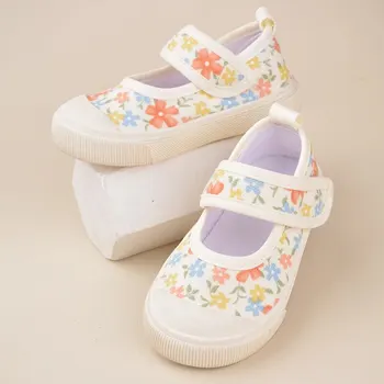 Primăvara Nou-veniți fetite Colorate Lovley Flori Imprimate Panza Pantofi Plat Interioară în aer liber Adidași Confortabil EK9S36