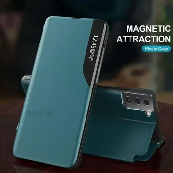 PU Piele Smart Fereastra View Flip Acoperă Cazul În Samsun S21ultra Pentru Samsung Galaxy S21 Ultra S 21 Plus Magnet Sta Coajă de Telefon