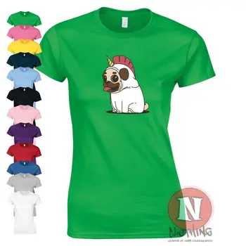 Pug Unicorn t-shirt femei montate tee drăguț pugicorn caine doggie doggo teeshirt