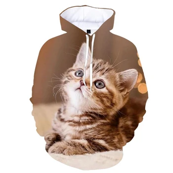 Pulovere Pulover 3d Pisica Animal Print Hoodie Bărbați și femei Unisex Rece de Moda cu mâneci Lungi Hanorace
