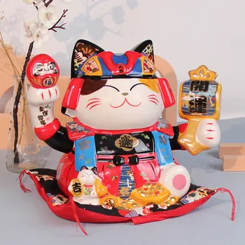 Samurai Japonez Avere Cat Ornament Bani Banca Lucky Home Decor Desktop Ceramice Ornament Camera De Zi De Decorare