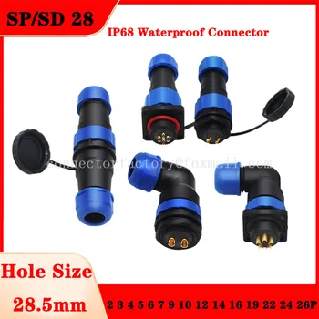 SP/SD28 IP68 rezistent la apa Aviației Plug-and-Socket Industriale Conector de sex Masculin Și de sex Feminin de Andocare Piuliță cu Flanșă 2 3 4 5 6 7 9 10-core