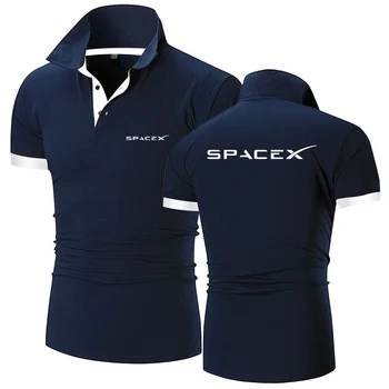 SpaceX Spațiu X Logo-ul 2023 Barbati nou împletit cu mânecă scurtă casual Polos moda fierbinte revere în vară