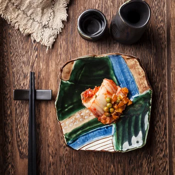 Stil Japonez Neregulate Pictat Ceramică Farfurie În Formă De 7 Inch Tort Platou Cu Fructe Hotel Restaurant Tacamuri Ustensile De Bucătărie