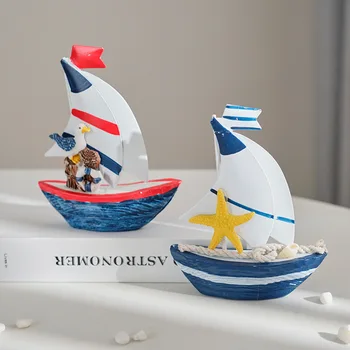 Stil Mediteranean Barca De Fier Creative Home Decor Colorate Barca Mini Iaht Cadou Ornamente De Mare Petrecere Cameră Decor Acasă