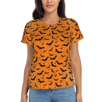 Tricou femei Vara Halloween Liliac Tricou Portocaliu Și Negru Y2K Retro T Shirt Mâneci Scurte Streetwear Topuri Supradimensionate