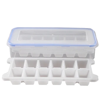 Tăvi Pentru Cuburi De Gheață Și Gheață Cub De Stocare Set Container Etanș Cu Blocare Capac, 3 Pachete / 36 Cuburi De Gheață Pentru Băuturi Reci