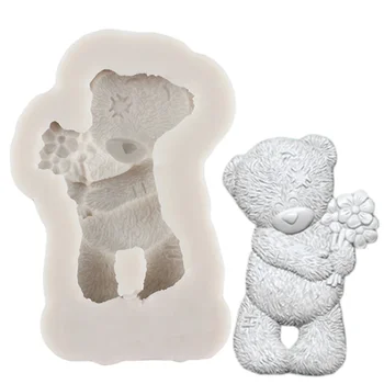 Ursul 3D Silicon Mucegai DIY Copil de Naștere Tort Decorare Cupcake Topper Fondant Matrite de Ciocolata Bomboane de Lut Rasina Matrite