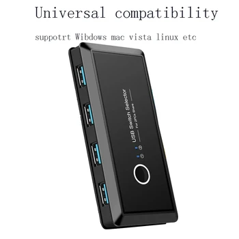 USB 3.0 Switch KVM USB Comună Comutare 2 Intrari 4 Iesiri pentru Laptop PC Keyboard Mouse-ul pentru Imprimantă USB Comutator Controler Hub Adaptor