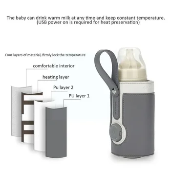 USB Sticla mai Cald Sac de Încălzire Temperatură Reglabilă de la Sticla de Lapte Cald Portabil Pentru Copil de a Călători Reglabil Lapte Cald