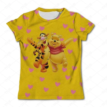 Vara 2-14 Ani Copii Fata de pantaloni Scurți, tricouri cu Mânecă Disney Winnie the Pooh Imprimare Fata Top pentru Fete Tricouri Fete Haine Copii