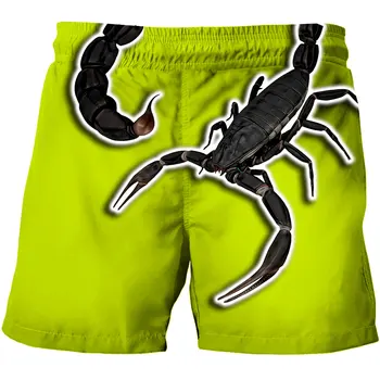 Vara Baieti Casual pantaloni Scurți Verzi 3D Scorpion Imprimare de Plaja pentru Copii pe Jumătate Pantaloni Punk Personal Strada Purta Confortabil Fete Purta