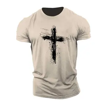 Vara Haine de Moda Cross 3D Imprimate Topuri Men ' s T-Shirt, Tee Casual Gât Rotund Tricou Subțire Street Boys Tricouri de sex Masculin Tricou