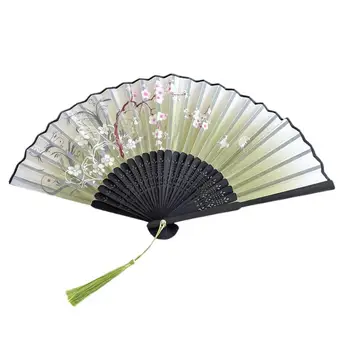 Ventilator portabil Chineză Epocă de Bambus Pliere Hârtie Fani pentru Utilizarea Doamna Dans Ușor Portabil Ventilator de Mână cu Tassel Pandantiv