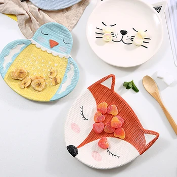 Vulpe mic Ceramice Drăguț Vase de uz Casnic pentru Copii micul Dejun Placa Creative Desene animate Forma de Animale Gustare de Fructe Farfurie Vesela WY525