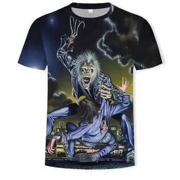 Vânzare fierbinte de Vară Bărbați Craniu 3d de Imprimare T-shirt Vitage Heavy Metal Grim Reaper Maneci Scurte Stil Harajuku Tricouri Copii Streetwear Topuri