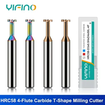 YIFINO HRC58 4-Flaut Oțel de Tungsten Carbide Milling Cutter pline de Culoare de Acoperire T-Groove Endmills Pentru CNC Mecanice End Mill Instrumente