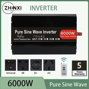 ZHENXI Nominală 6000W Pure Sine Wave Inverter DC 12/24/48V AC 220V/230V 100/110/120V Cu Afișaj LED Și Sistem de Alimentare USB